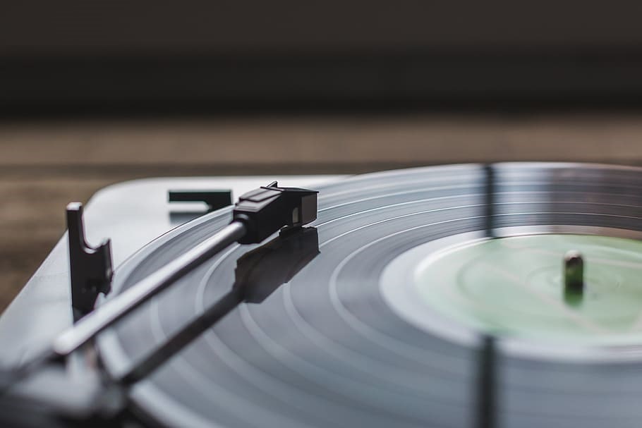 Closeup of a record player