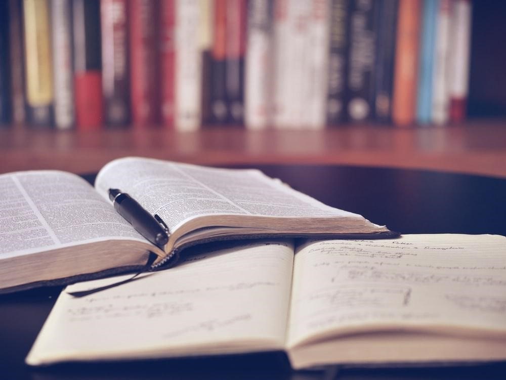 Open books on a desk